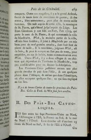 II. Des Païs-Bas Catholiques.
