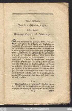 Erstes Kapitel. Vorläufige Begriffe und Erinnerungen.
