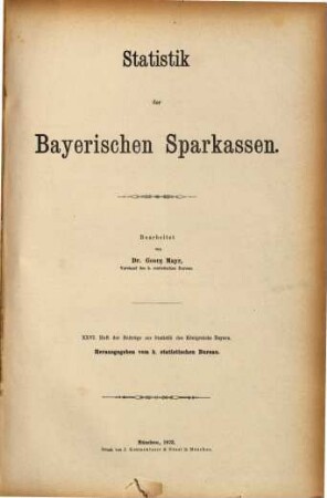 Statistik der Bayerischen Sparkassen