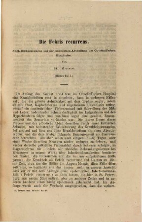 St. Petersburger medizinische Zeitschrift. 9, 9 = Jg. 5. 1865
