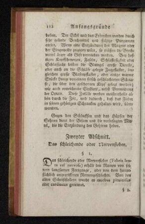 Zweyter Abschnitt. Das schleichende oder Nervenfieber.