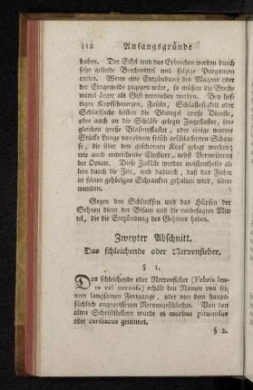 Zweyter Abschnitt. Das schleichende oder Nervenfieber.