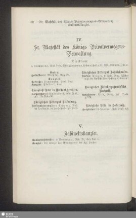 IV. Sr. Majestät des Königs Privatvermögens-Verwaltung