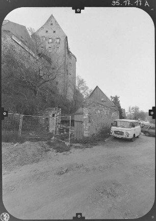 Kohren-Sahlis-Gnandstein. Burg Gnandstein (Baubeginn A. 13. Jh.). Südflügel (Teilansicht) von Südwest