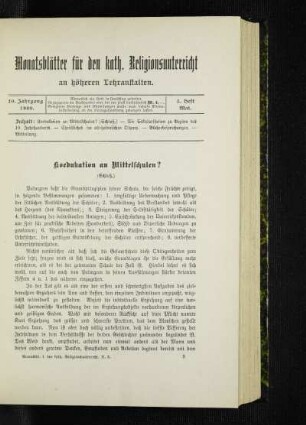 Koedukation an Mittelschulen? : (Schluß)