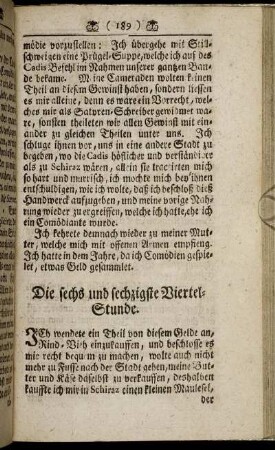 Die sechs und sechzigste Viertel-Stunde. - Die siebenzigste Viertel-Stunde.