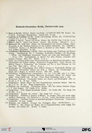 Römisch-Deutsches Reich, Österreich usw. (Nr. 1-105)