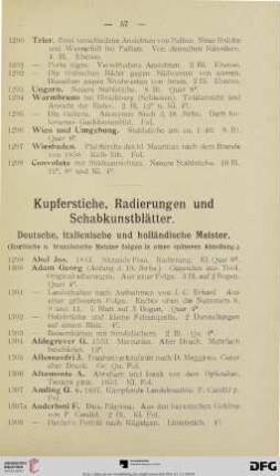 Kupferstiche, Radierungen und Schabkunstblätter (Nr. 1299-2394)
