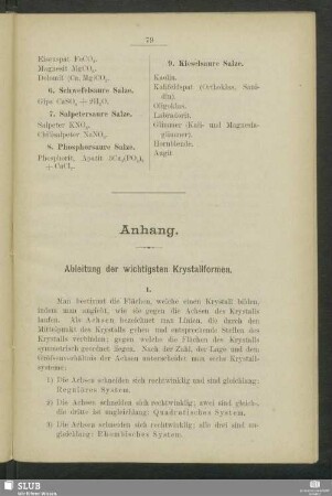 Anhang. Ableitung der wichtigsten Krystallformen