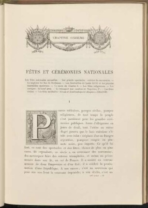 Chapitre onzième. Fêtes et cérémonies nationales