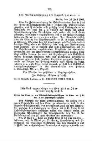 Zusammensetzung der Schuldeputationen : [H. Öffentliches Volksschulwesen]