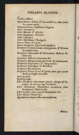 Syllabus Classium