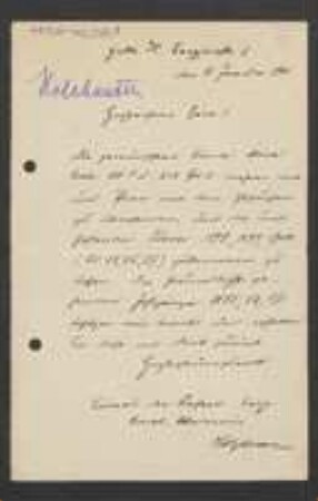 Brief von ... Holzhausen an Unbekannt