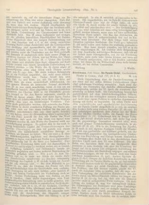 146-147 [Rezension] Dieckmann, Heinrich, Die Parusie Christi