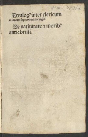 Dialogus inter clericum et militem etc.