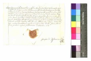 Zeugnis über die erste Tonsur für Johann Jakob Schenk von Stauffenberg