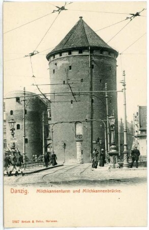 Danzig. Milchkannenturm (15. Jahrhundert) und Milchkannenbrücke