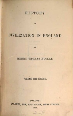 History of civilization in England, 2