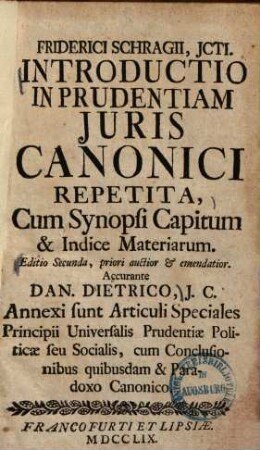 Introductio in prudentiam juris canonici repetita ...