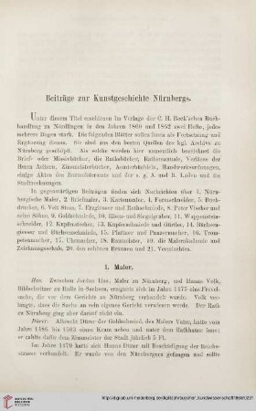 1: Beiträge zur Kunstgeschichte Nürnbergs