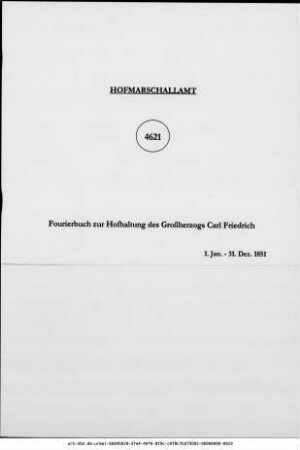 Fourierbuch zur Hofhaltung des Großherzogs Carl Friedrich
