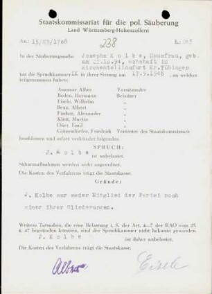 Kolbe, Josepha