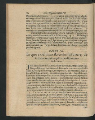 Caput VII. In quo ex ultimo Antichristi furore, de instante termino ipsius fatali, sumitur indicium.