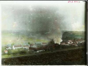 Langenhennersdorf : Langenhennersdorf. Ortsansicht. Brand einer Scheune