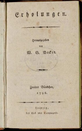 Zweites Bändchen, 1798.