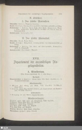 XVII. Departement der auswärtigen Angelegenheiten