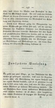 Funfzehnte Vorlesung