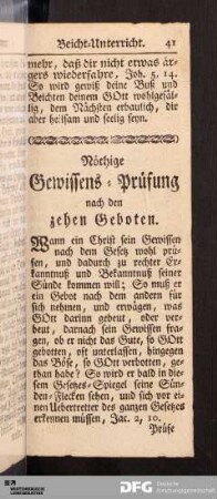 Nöthige Gewissens-Prüfung nach den zehen Geboten.