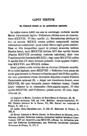 Caput Tertium De Fulberli indole et de quibusdam epistolis.