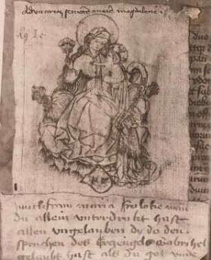 Maria mit Jesuskind und einem knienden Mönch ? in Adoration