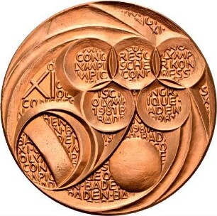 Medaille von Victor Huster auf den Olympischen Kongress in Baden-Baden 1981
