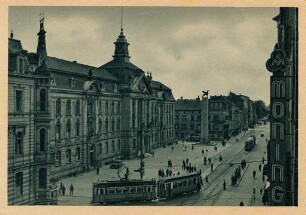 Postkartenalbum mit Motiven von Karlsruhe. "Karlsruhe in Baden. Hauptpost am Lorettoplatz"