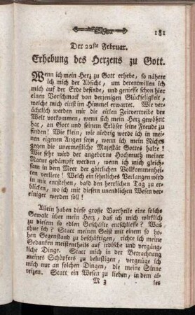 Der 22ste Februar. Erhebung. des Herzens zu Gott. - Der 29ste Februar. Ermunterung zum Vertrauen auf Gott.