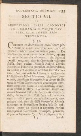 Sectio VII. De Receptione Iuris Canonici in Germania ...