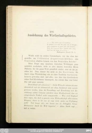 XVI. Ausdehnung des Wirtschaftsgebietes.
