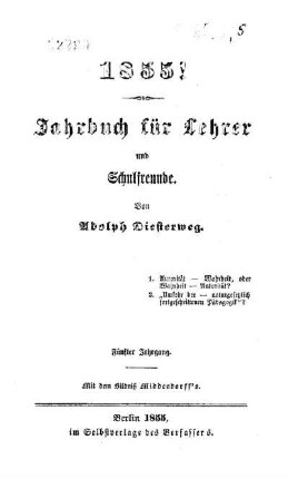 5: Jahrbuch für Lehrer und Schulfreunde - 5.1855