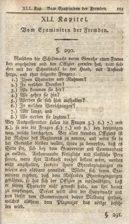 XLI. Kapitel. Vom Examiniren der Fremden.