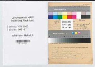 Entnazifizierung Heinrich Wimmers, geb. 05.09.1888 (Arbeiter)