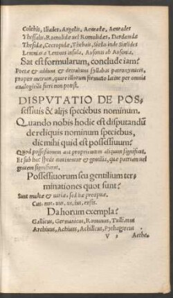Disputatio De Possessivis & aliis speciebus nominum.
