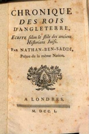 Chronique des Rois d'Angleterre
