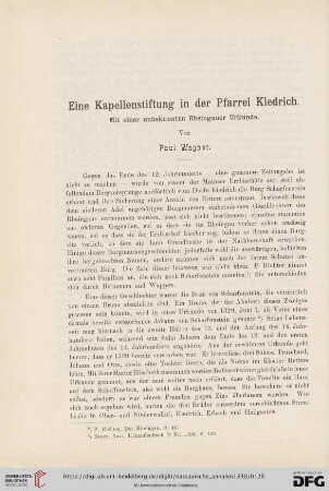 51: Eine Kapellenstiftung in der Pfarrei Kiedrich : mit einer unbekannten Rheingauer Urkunde