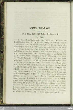 Erster Abschnitt. Ueber Lage, Boden und Anlage der Baumschule