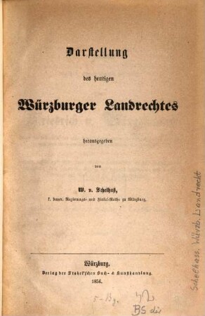 Darstellung des heutigen Würzburger Landrechtes