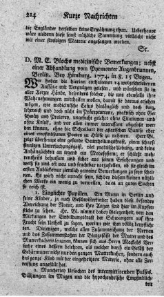 Medicinische Bemerkungen.