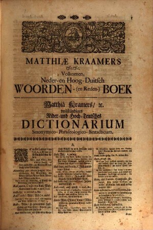Het koninglyk Neder-Hoogduitsch en Hoog-Nederduitsch dictionnaire : woordenboek, 1