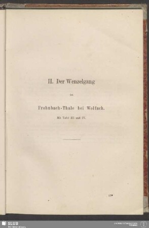 II. Der Wenzelgang im Frohnbach-Thale bei Wolfach